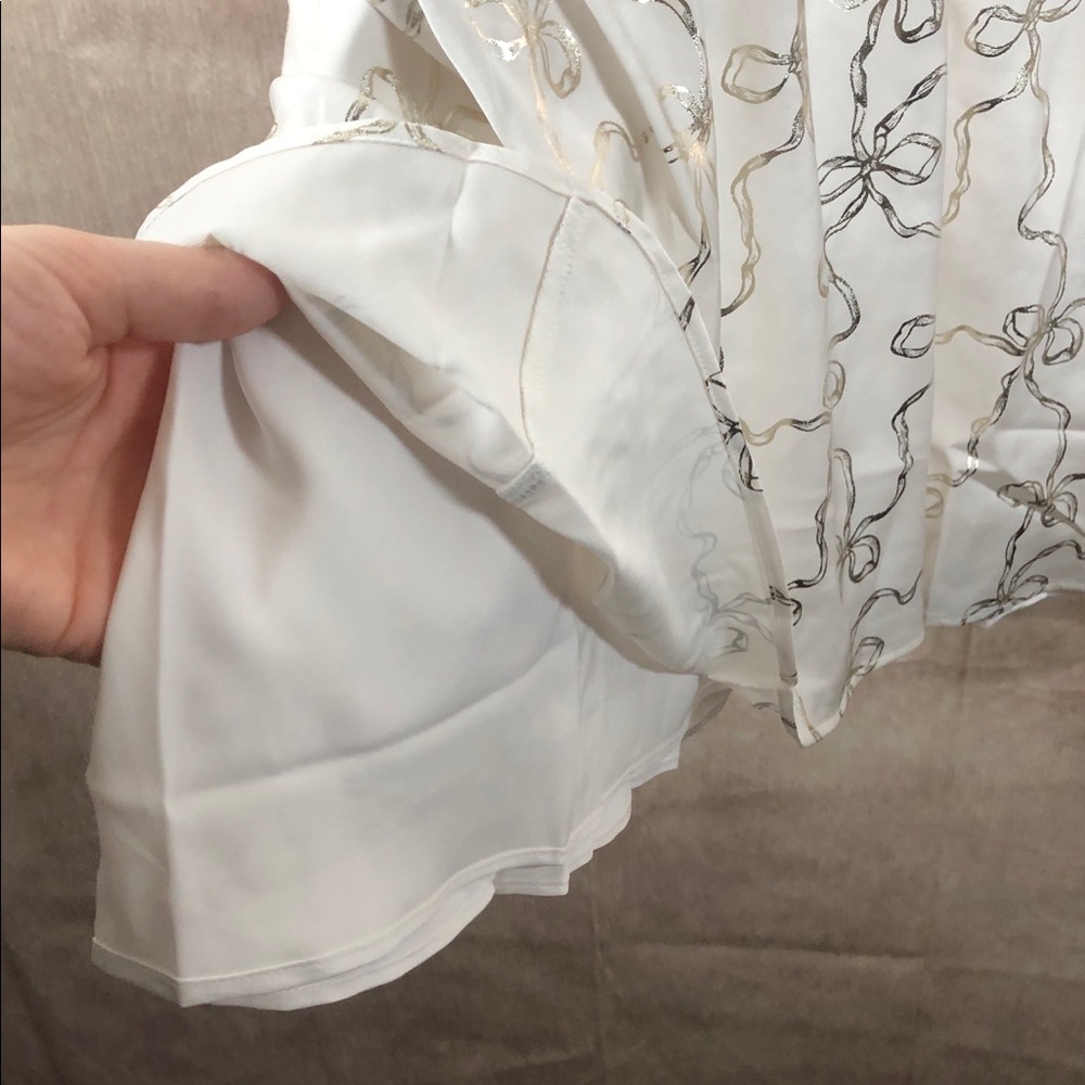 LoveShackFancy x VS PINK Ivory with Gold Bow Balletcore Babydoll Slip Mini Dress - Picture 7 of 8